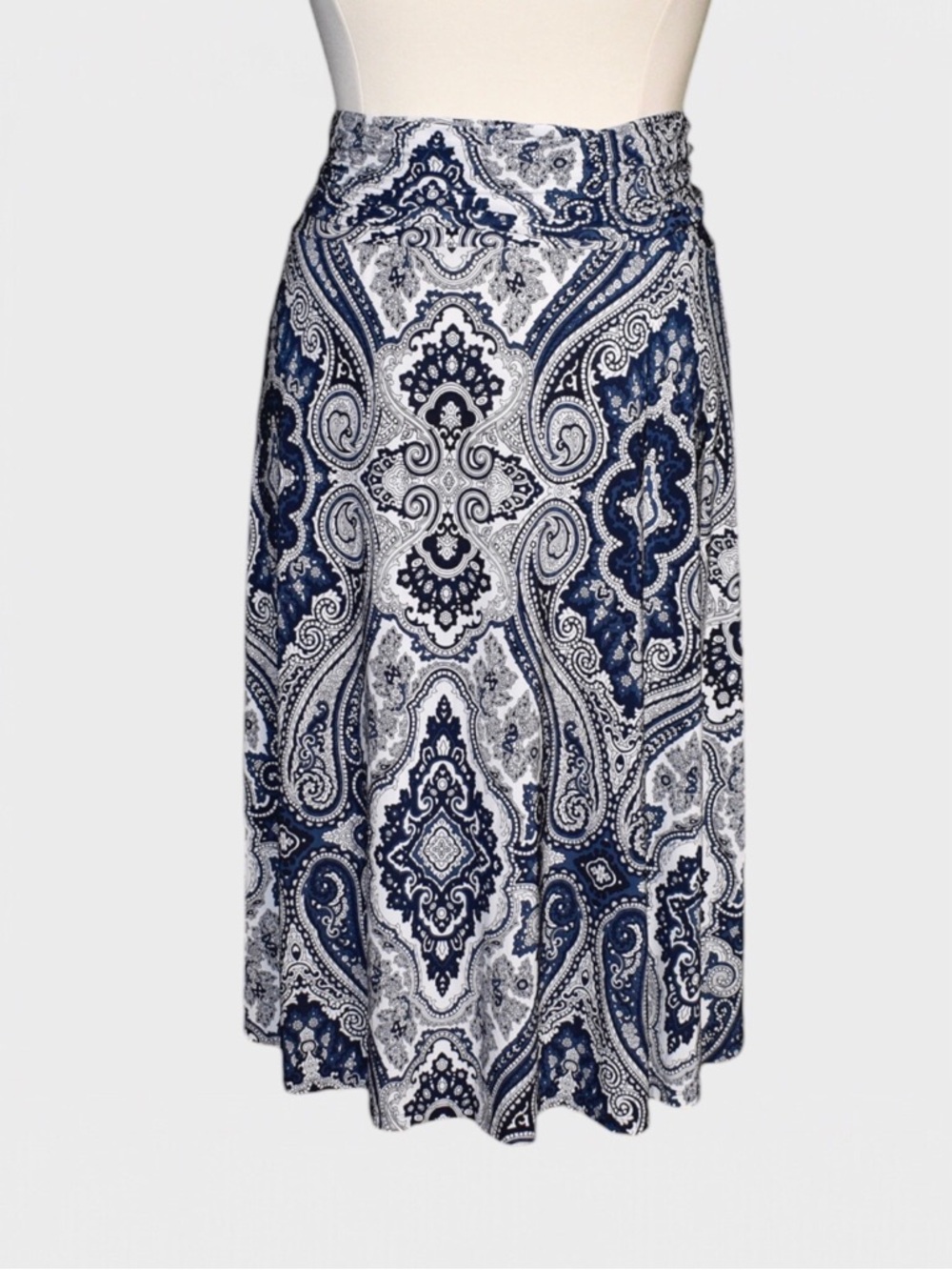 INC International Concepts Paisley Stretch‎ Knit Midi Skirt